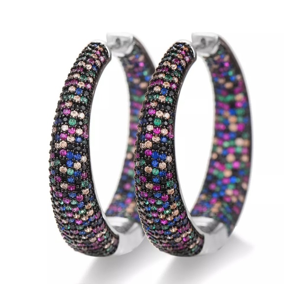 💎NEW💎GORGEOUS RAINBOW THICK HOOPS - Picture 7 of 8